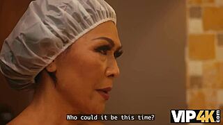 Curious mature neighbor in stockings craves big cock fun next door