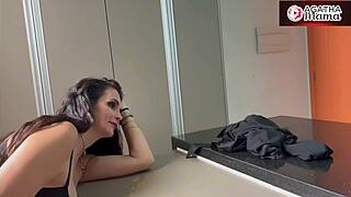 agatha and luiza ambiel get fucked hard by neighbor doctor in fiery bathroom romp