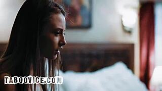 stepdad catches wife stepdaughter bed licking joins rough 3some fuck