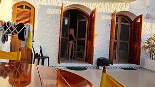 Stepmom Flashes Tits Poolside We Jerk Off Cum in Hairy Pussy